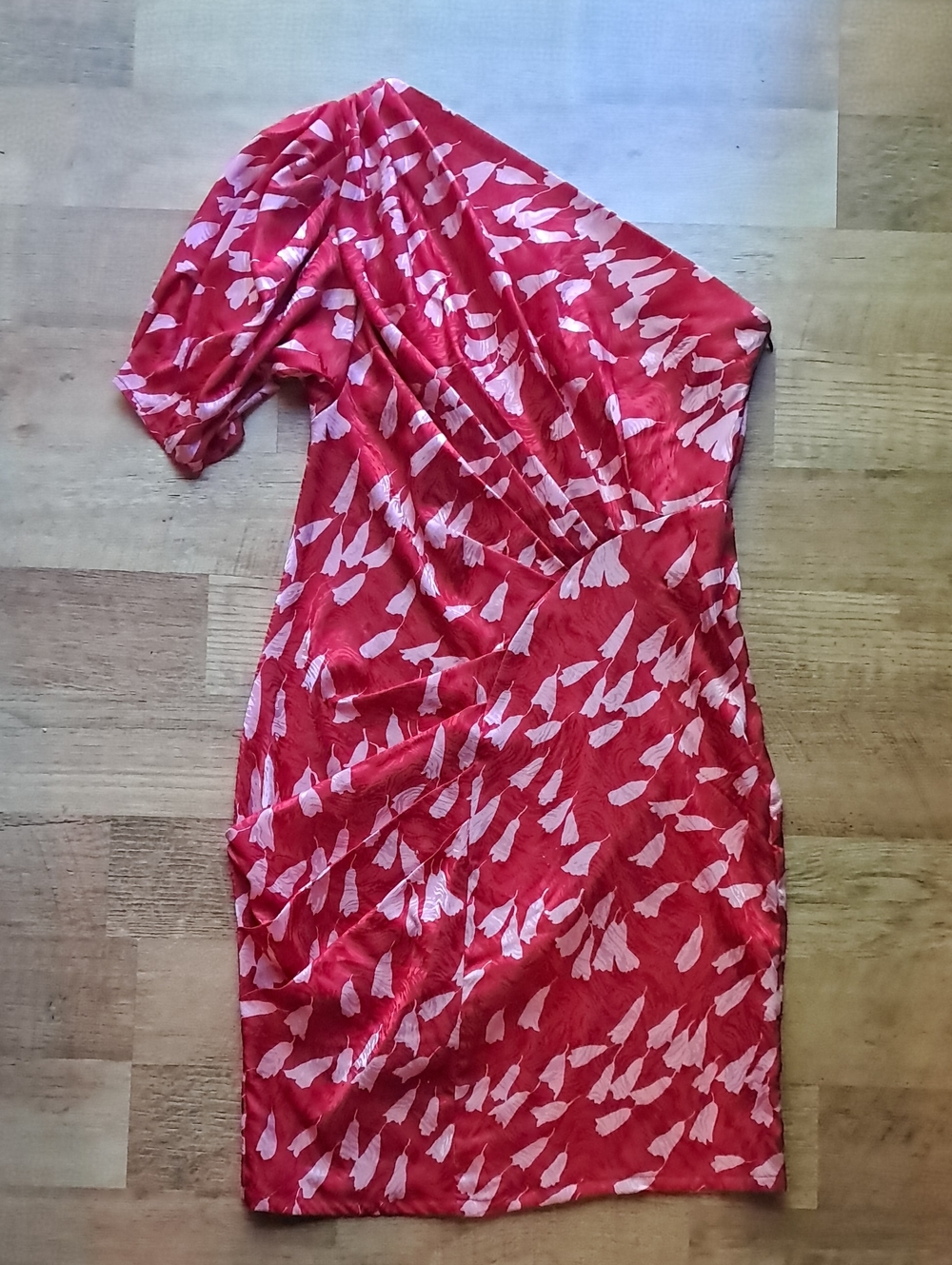Eva Franco Pink And Red One-Shoulder Printed Women’s Dress